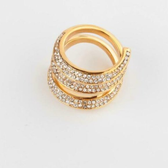New Michael Kors Brilliance Gold Pavé Ring sz 6 - Picture 1 of 6